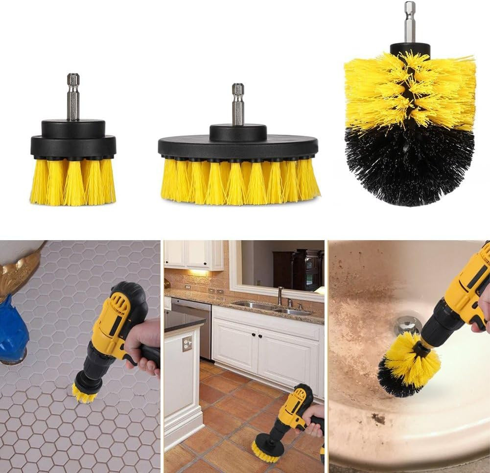 Drill Brush Car Detailing Attachment Set – 3 Piece Power Scrubber Brush Kit for