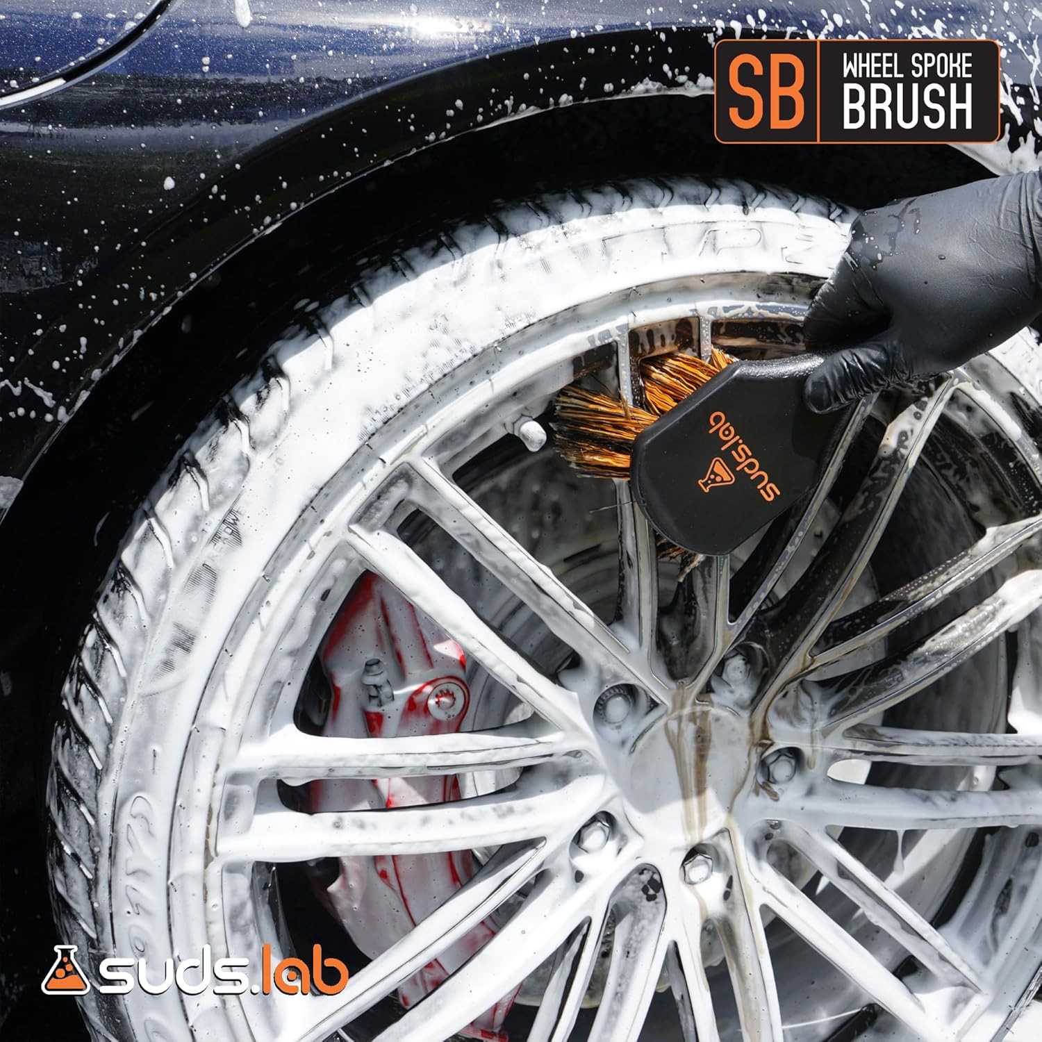 Wheel Spoke Tire Brush, Soft Bristle Wheel Clean Material Type: Plastic Handle