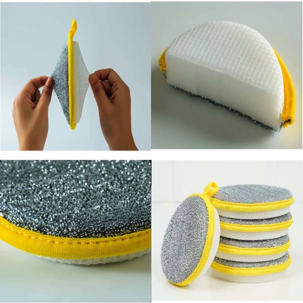4pieces Double-Sided Scouring Pads Dish Pan Washing Sponge Kitchen Cleaning Tool
