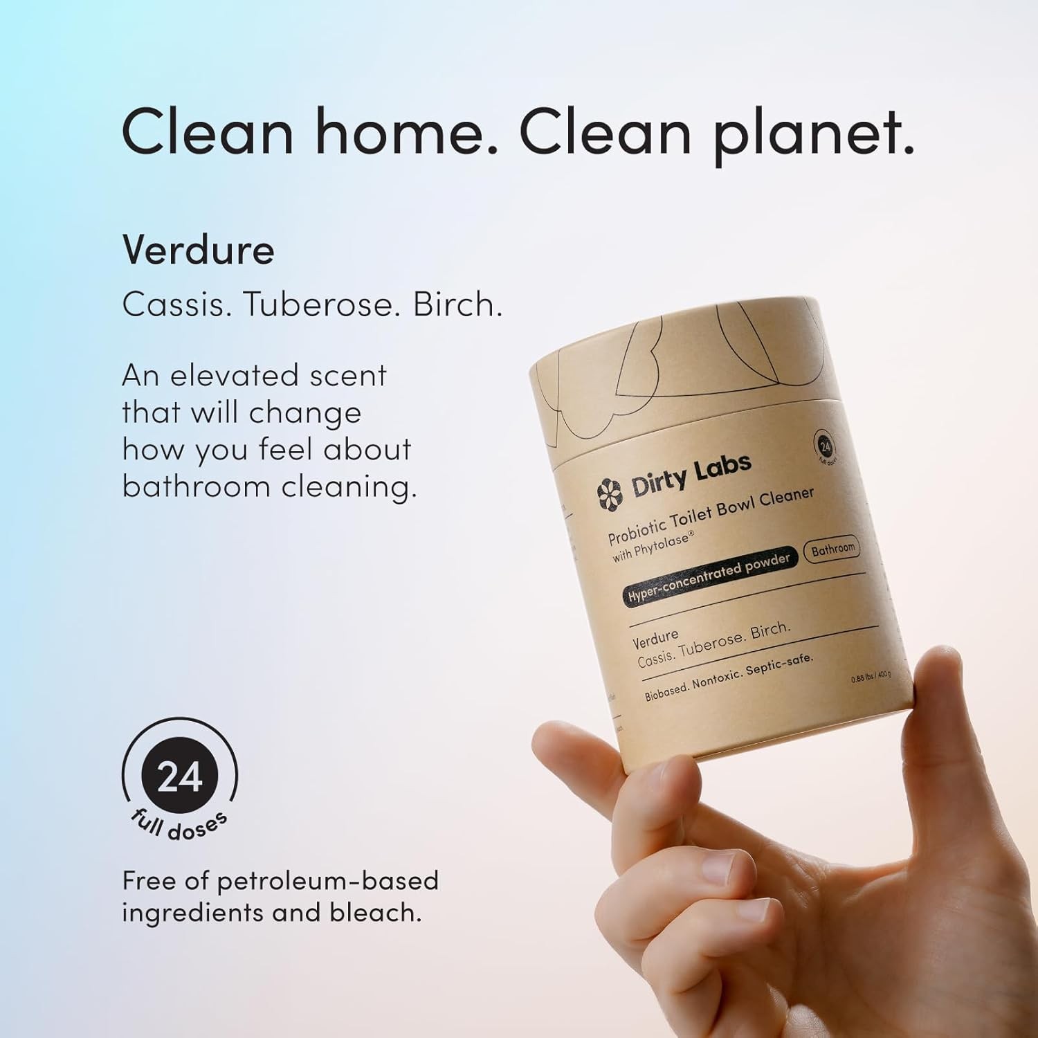 Dirty Labs Toilet Bowl Cleaner Powder 24 Doses Bio Enzyme Septic Safe