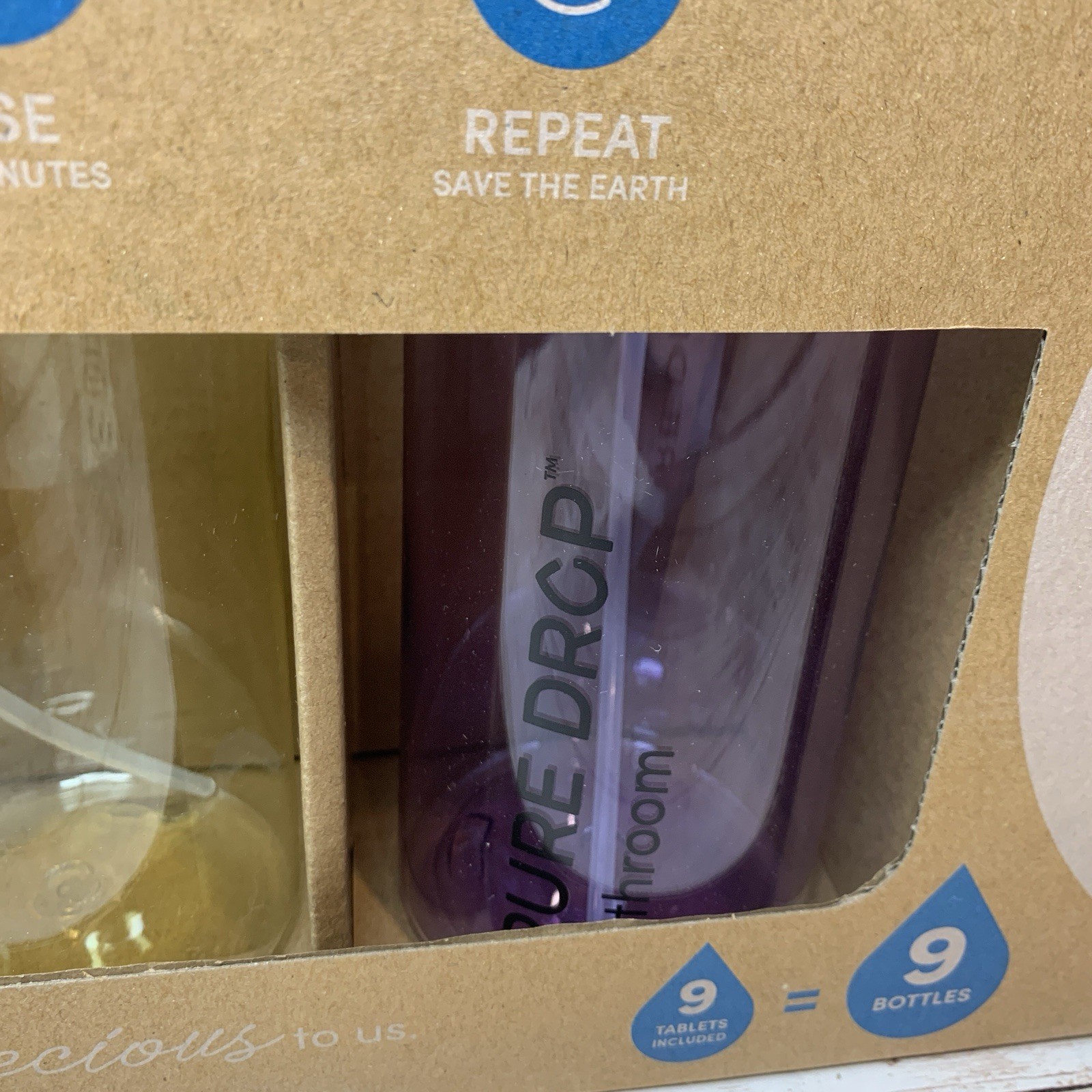 PURE DROP 3 Pack EcoFriendly 26oz Plastic Spray Bottles + 9 Cleaning Tablets NIP