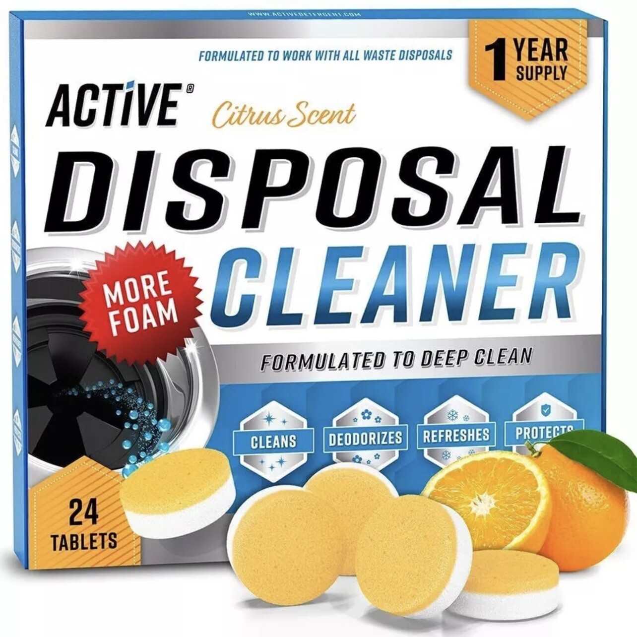 Active DISPOSAL Cleaner & Deodorizer 24 Tablets Garbage Disposal