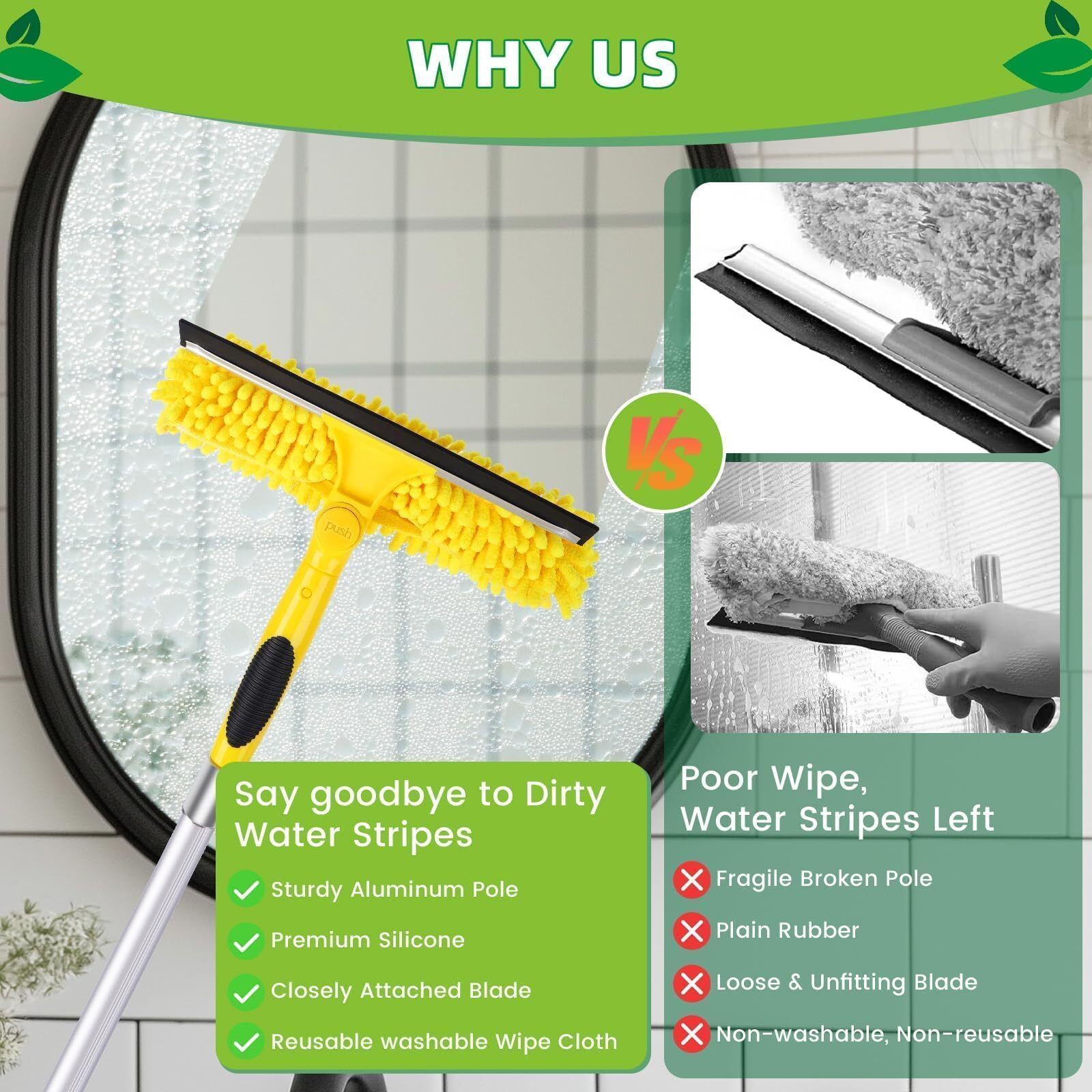 142Inch Telescopic Window Squeegee Cleaner Window Washing Equipment for Home Car