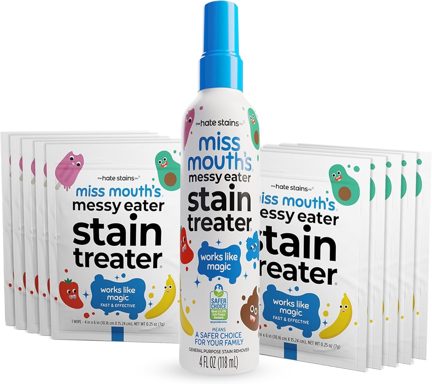 Messy Eater Stain Treater Spray – 4oz & 10 Wipes Stain Remover – Newborn & Ba…