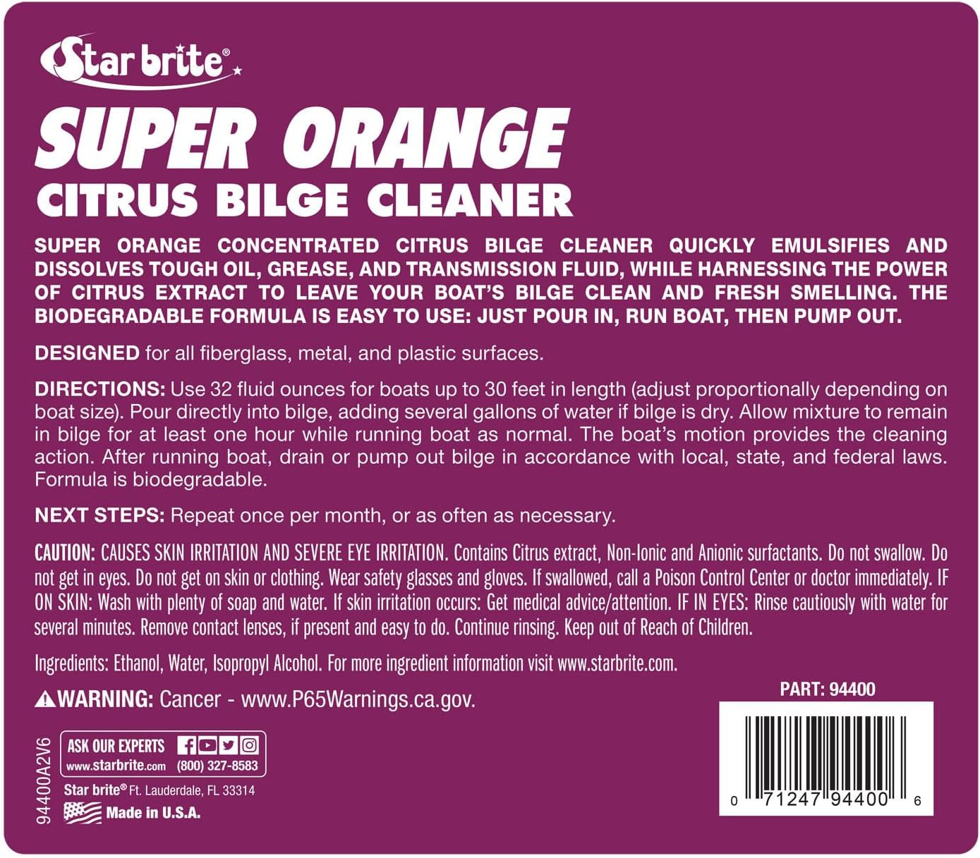 STAR BRITE Super Orange Citrus Bilge Cleaner – Biodegradable, Easy to Use – Pour