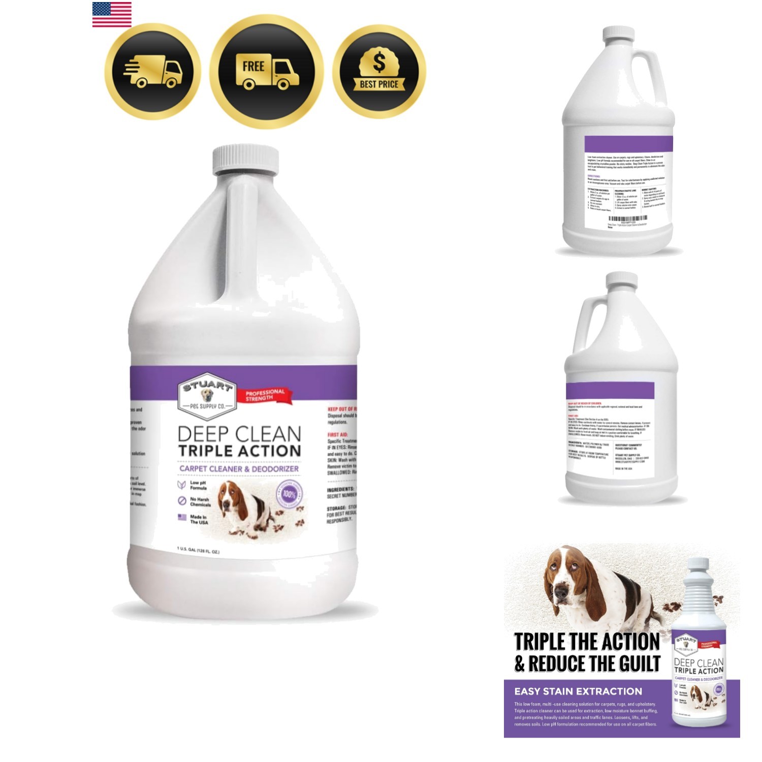 Professional Strength Deep Clean Gal. 3X Carpet Cleaner Solution & Deodorizer…