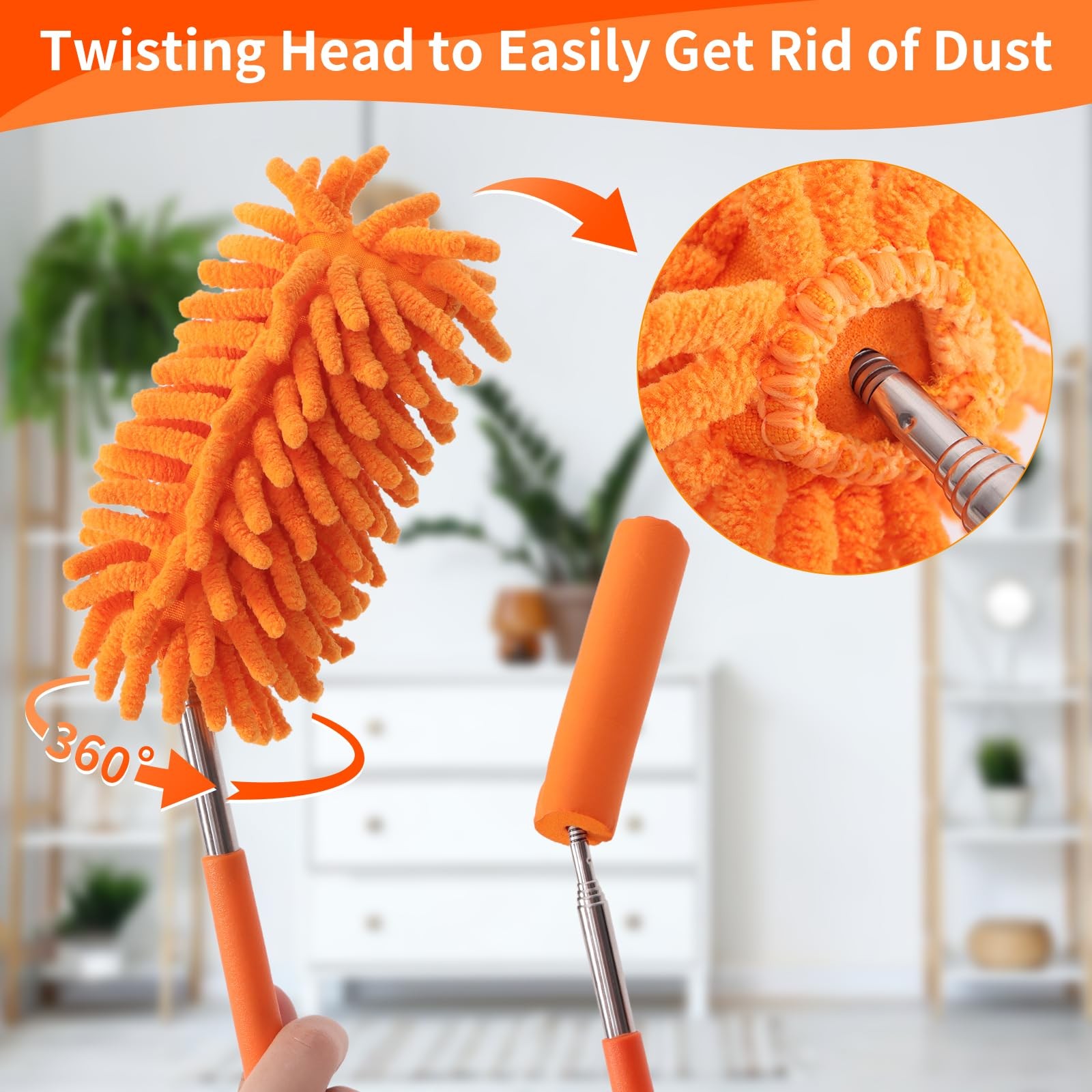 Mini Duster for Cleaning, 360° Bendable Hand Dusters with Extension Pole, Was…