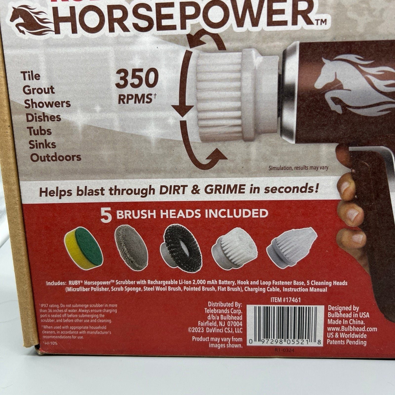 Ruby Horsepower Handheld Cordless Rechargeable Spinning Power Scrubber NIB