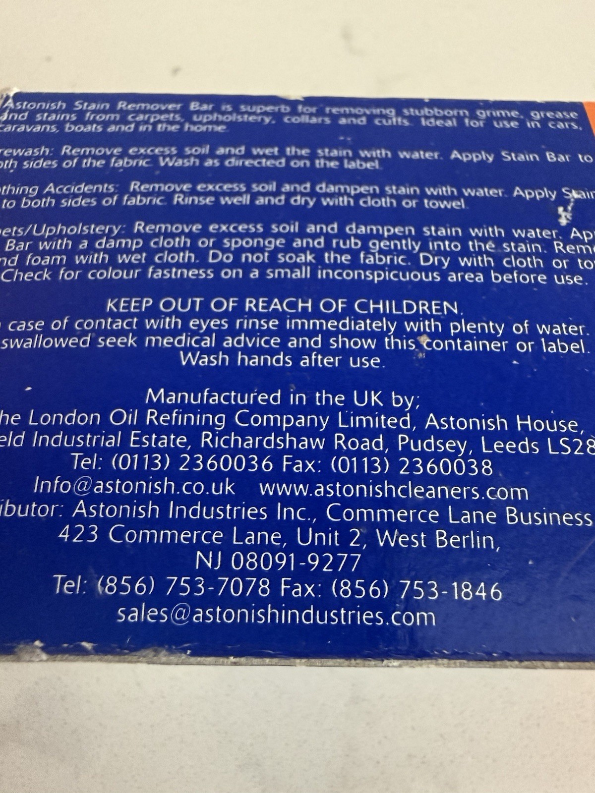 Pair Of Astonish Stain Remover Bar For Clothes Carpets Upholstery Cleaning New