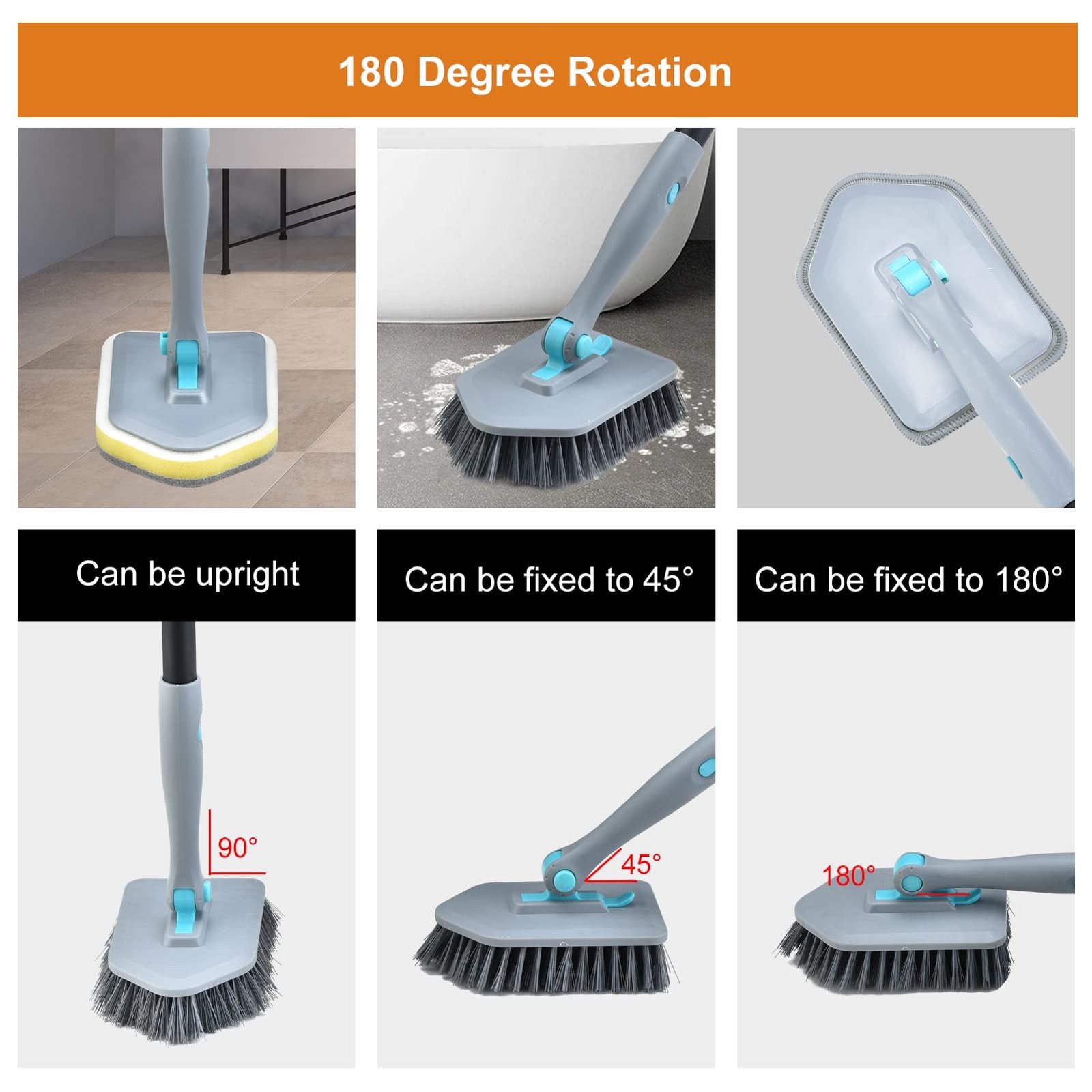 Shower Cleaning Brush With Long Handle 3 In 1 Tub And Tile Scrubber Brush With 5