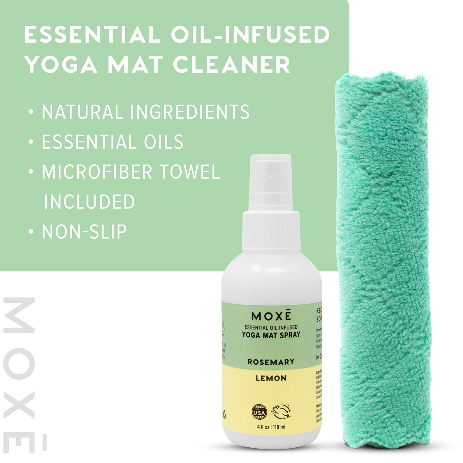 Yoga Mat Cleaner, Green America Certified, Rosemary and Lemon Essential Oils,…
