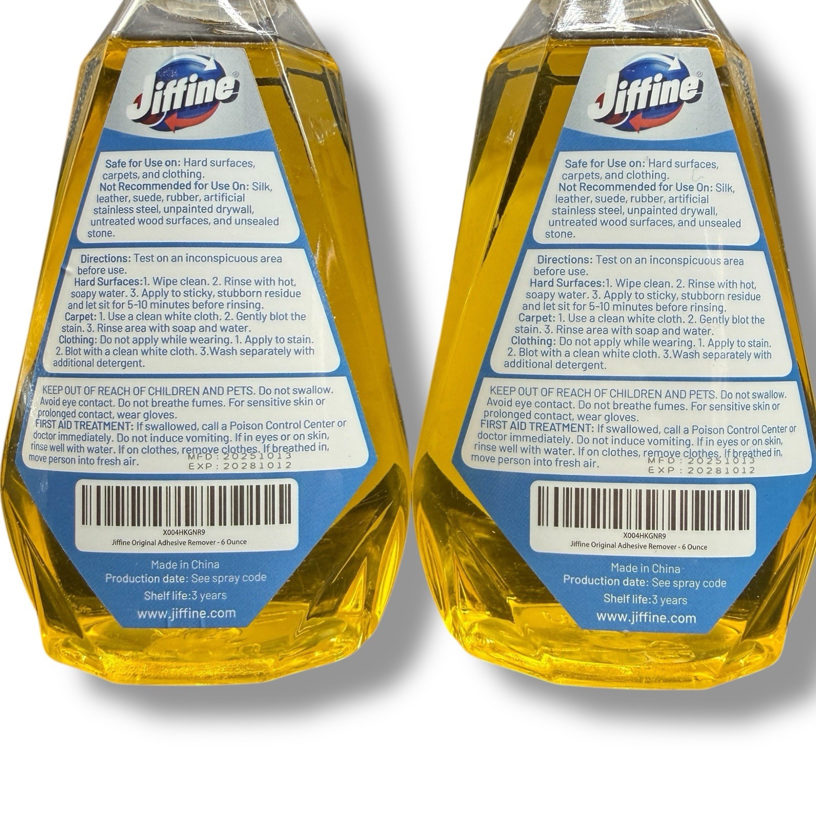 Jiffine Adhesive Remover 6oz (2 Pack) Surface Safe Sticker Glue Gum Grease Tape