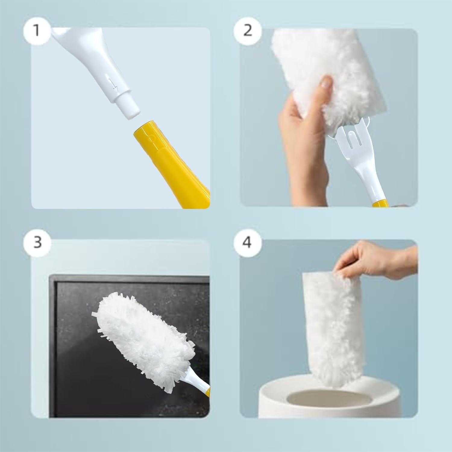 Duster Refills Cleaning Tool for Effortless Dust Removal,4 Handles+24 Refills