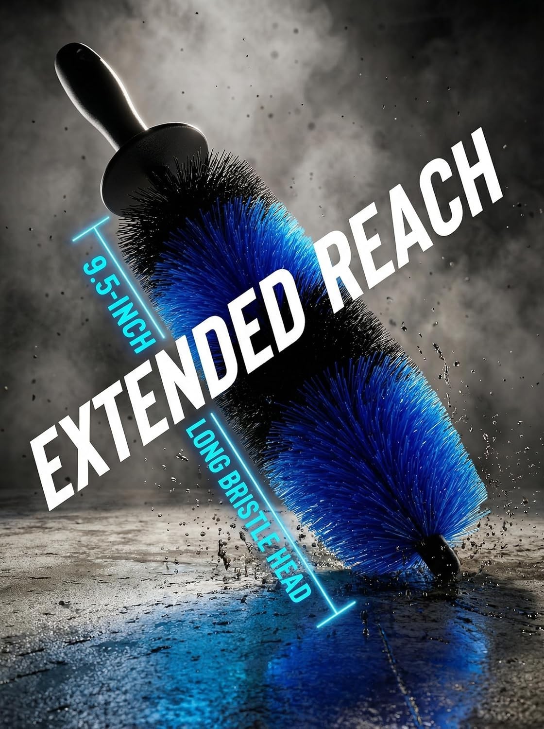 Master Wheel & Tire Brush – Soft Bristle 9.5-inch Detailing Tool for Easy