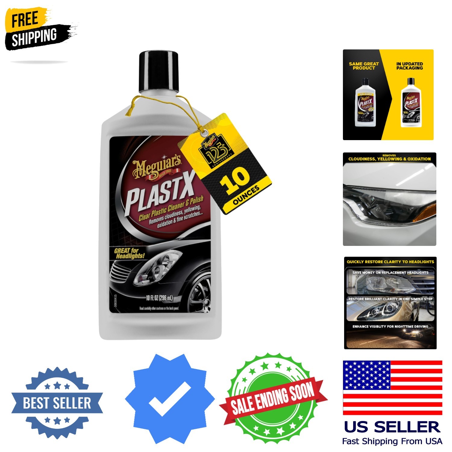 PlastX Clear Plastic Polish, Fast & Easy Clear Plastic Restorer for Headlight…