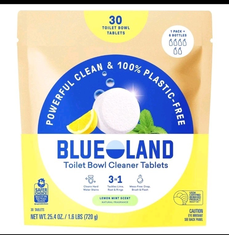 Blueland Toilet Bowl Cleaner Tablets, Lemon Mint, 30-count