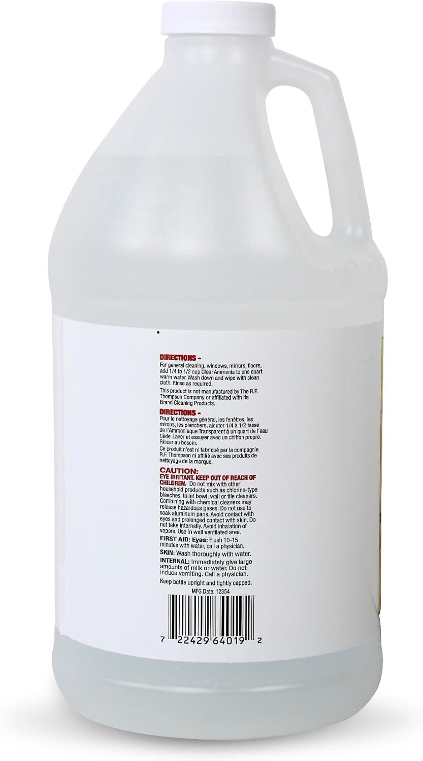 Clear Ammonia, 64 oz, Multipurpose, Multi-Surface Cleaning Solution..