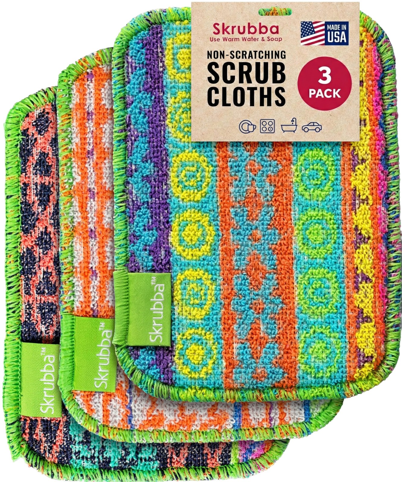 Wet-it! Skrubba 3-Pack Reusable Dish Scrubbers – Non-Scratch Scouring Pads fo…