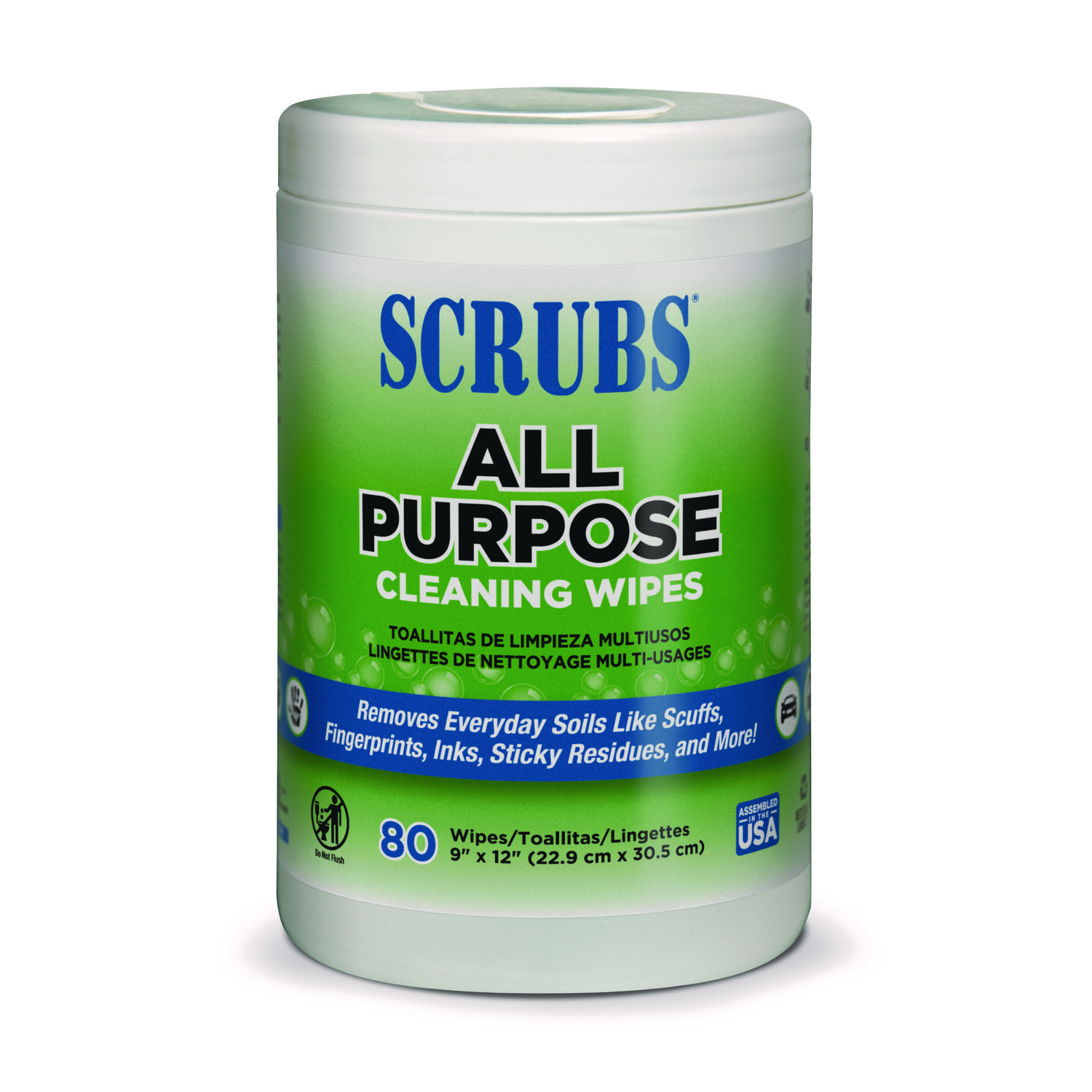 All Purpose Cleaning Wipes, 9 x 12, Citrus Scent, White, 80 Wipes/Canister, 6 Ca