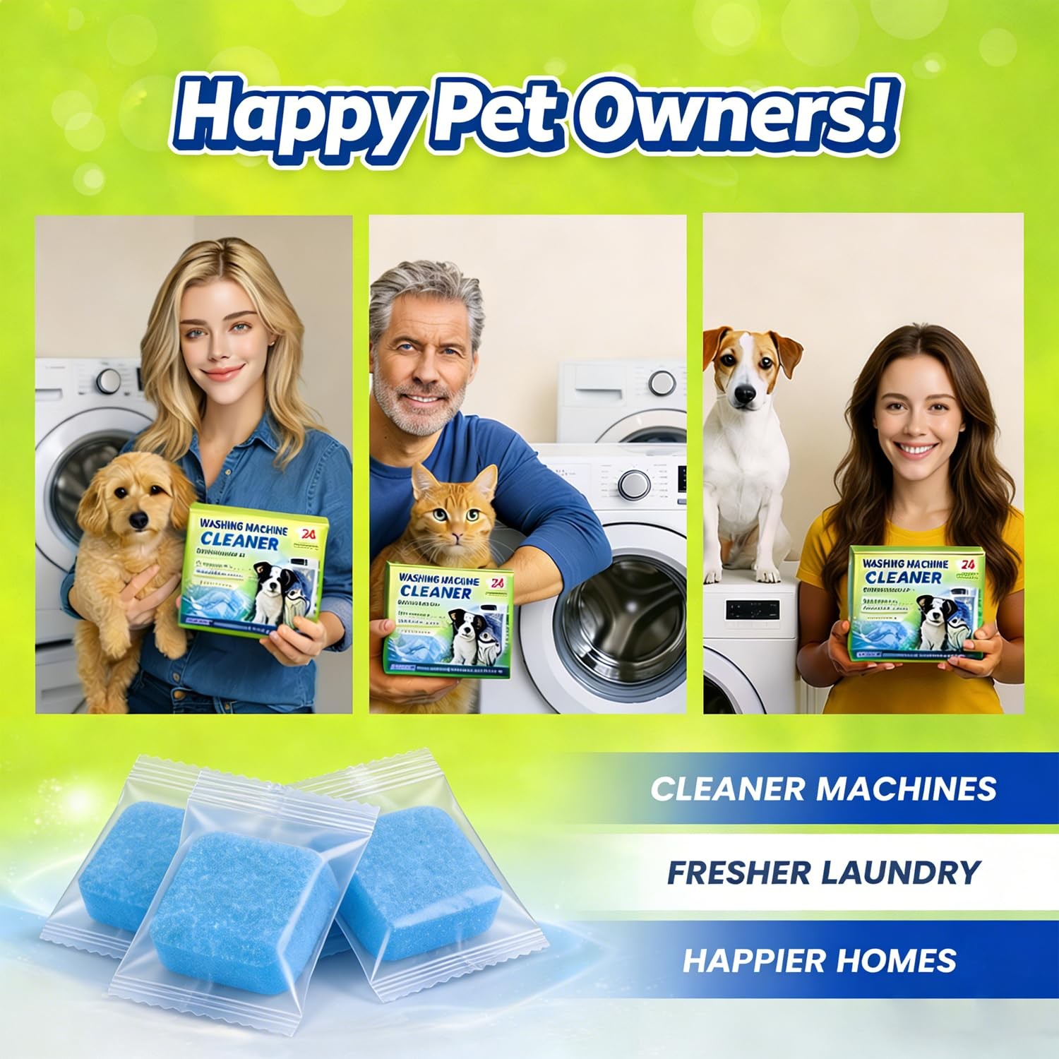 Enzyme Washing Machine Cleaner Tablets for Pet Owners 2X Power Washer Cleaner