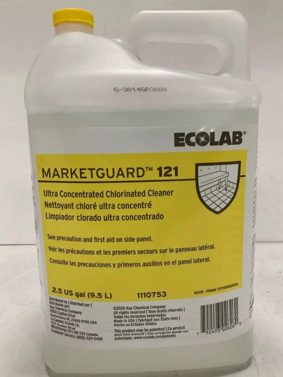 Ecolab Marketguard 121 All Purpose Cleaner, Concentrated Chlorinated, 2.5 Gal
