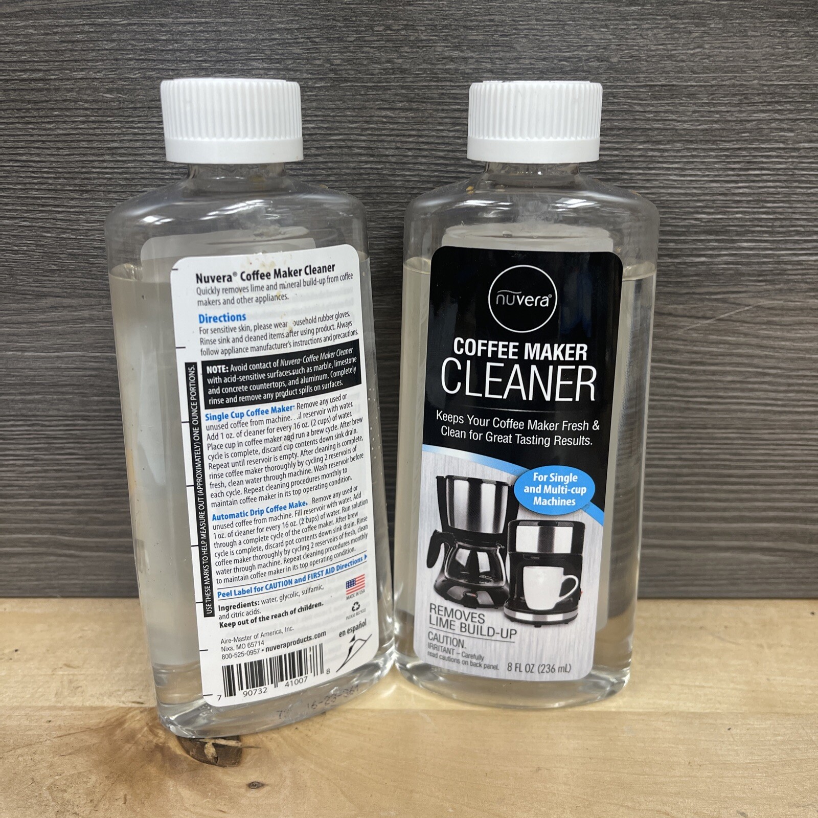 2 Pack Nuvera Descaling Solution for Single Cup Coffee Makers Cleaner 8oz New