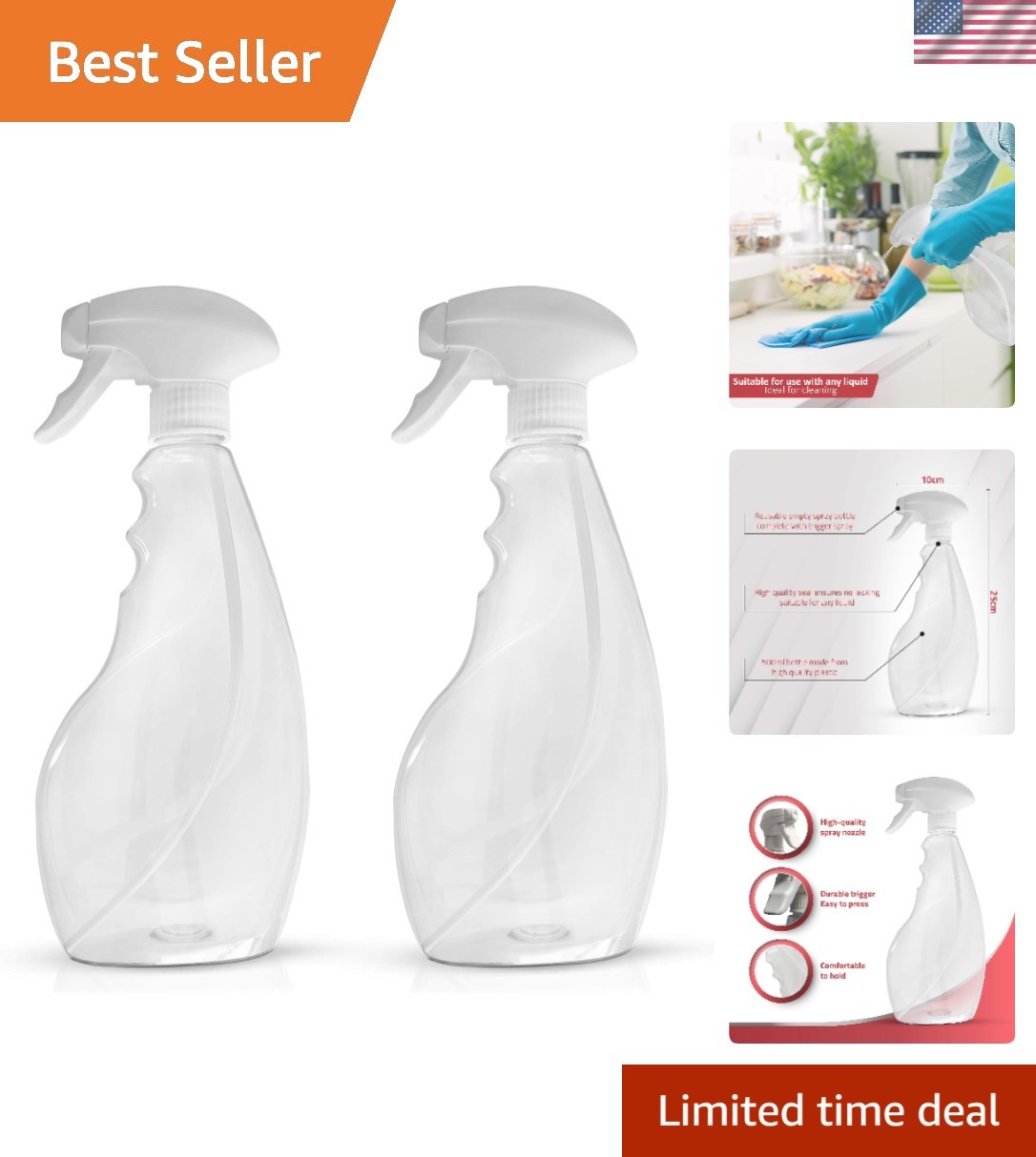 High-Quality 2 Pack 17oz Refillable Spray Bottles – Perfect for Hair & Home