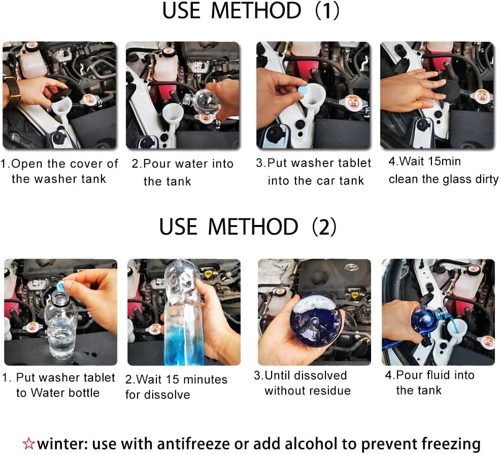 50 Pcs Windshield Washer Fluid Tablets, Wiper Fluid – Makes 52.5 Gallons Total!