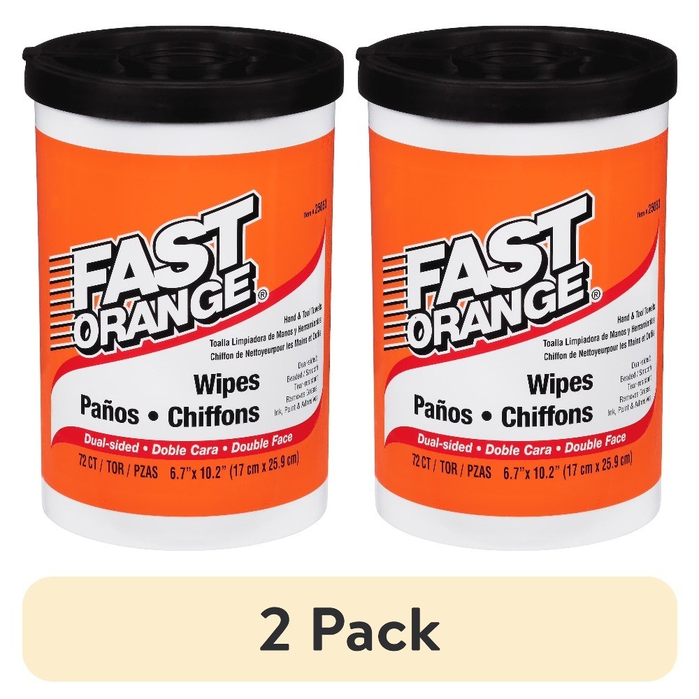 Hand Cleaning Wipes for Mechanics, 72-Count, Orange Scent, Fast-Acting Degreaser