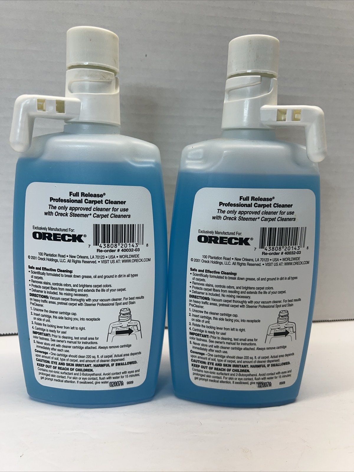 2 Oreck Professional Full Release Carpet & Hard Floor Cleaner 15 Oz Each NEW