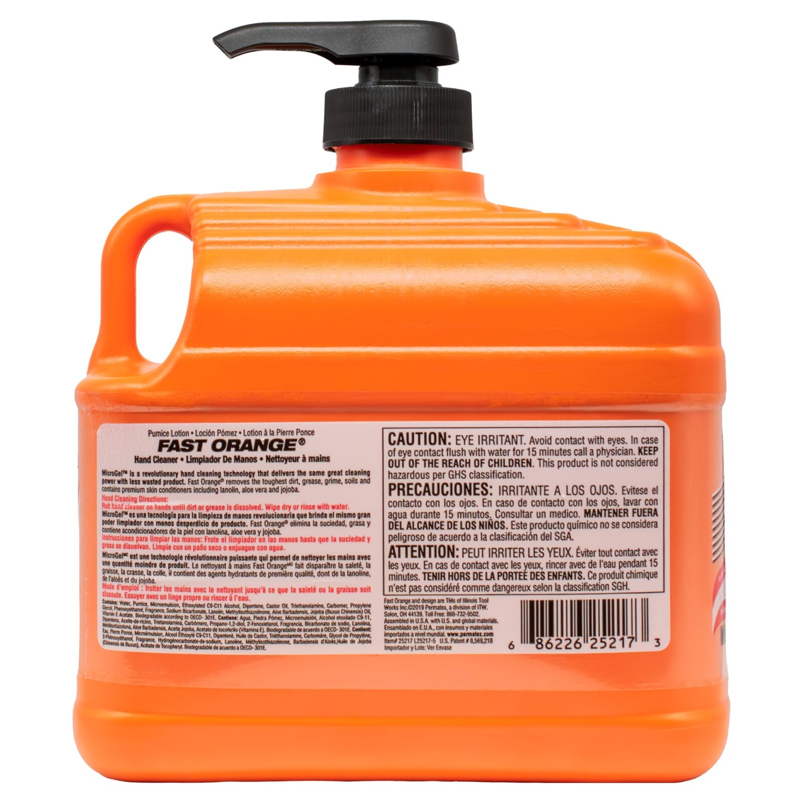 Fast Orange Permatex 25217 Pumice Lotion, Heavy Duty Hand Cleaner, Natural Citru