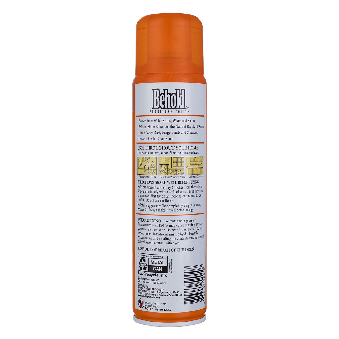 4 Pack Behold Furniture Polish Aerosol, Citrus, 12.5 oz