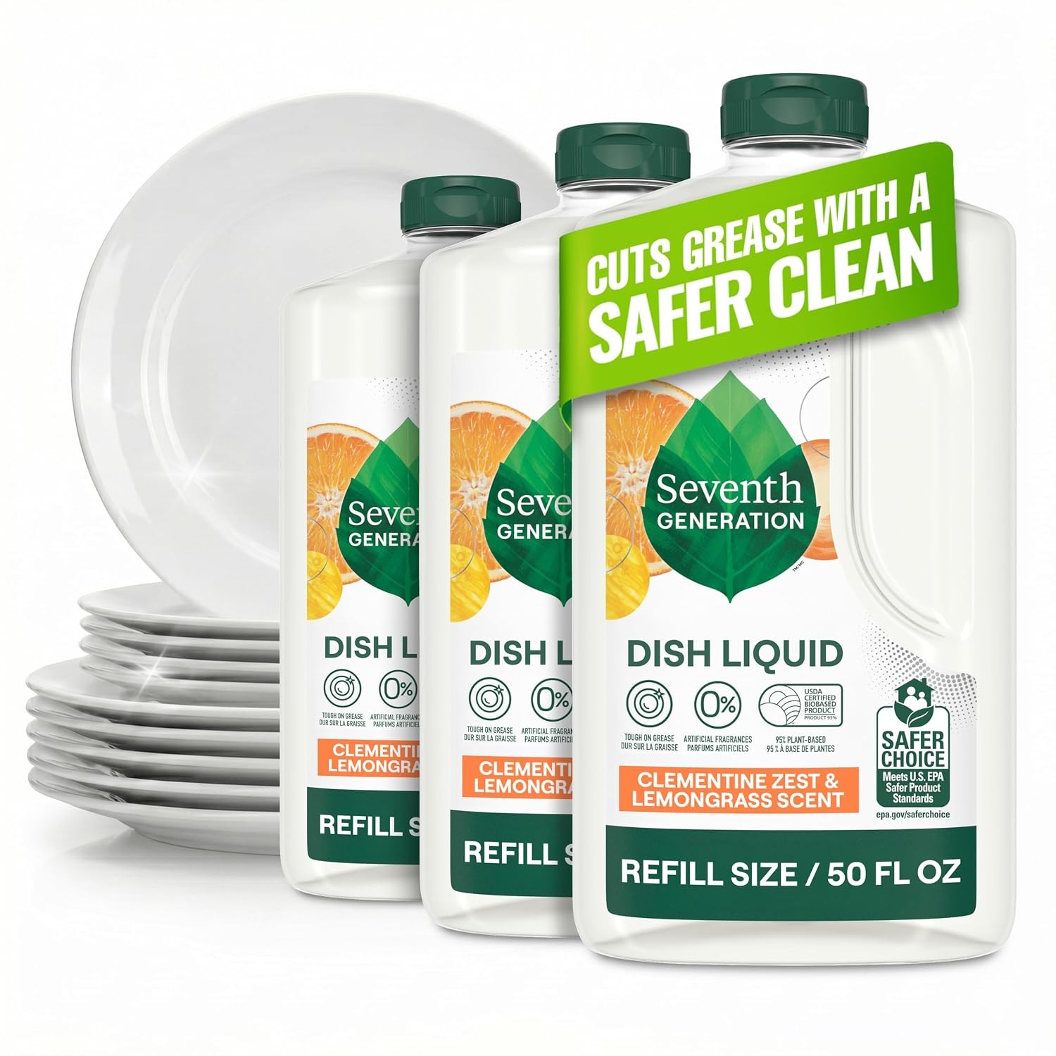 Lemongrass & Clementine Dish Soap Refill Seventh Generation 3/4 oz 3pk 50z