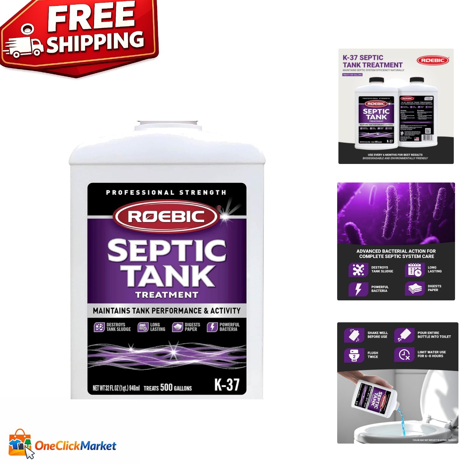 32 Fl Oz Septic Maintenance Solution – Eco-Friendly to Reduce Odors & Clogs