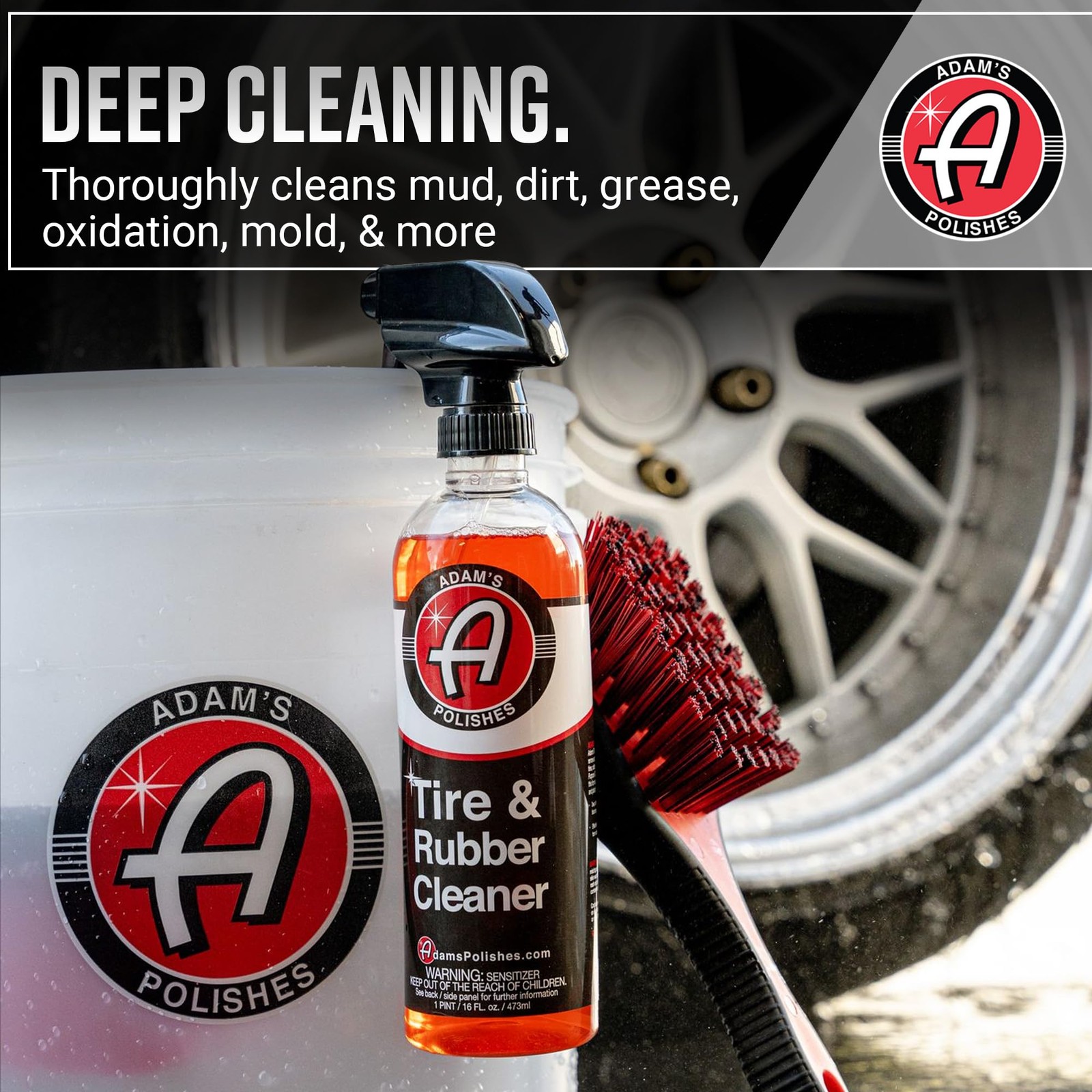 Adams Tire & Rubber Cleaner (16 oz) – Removes Discoloration From Tires Quickly