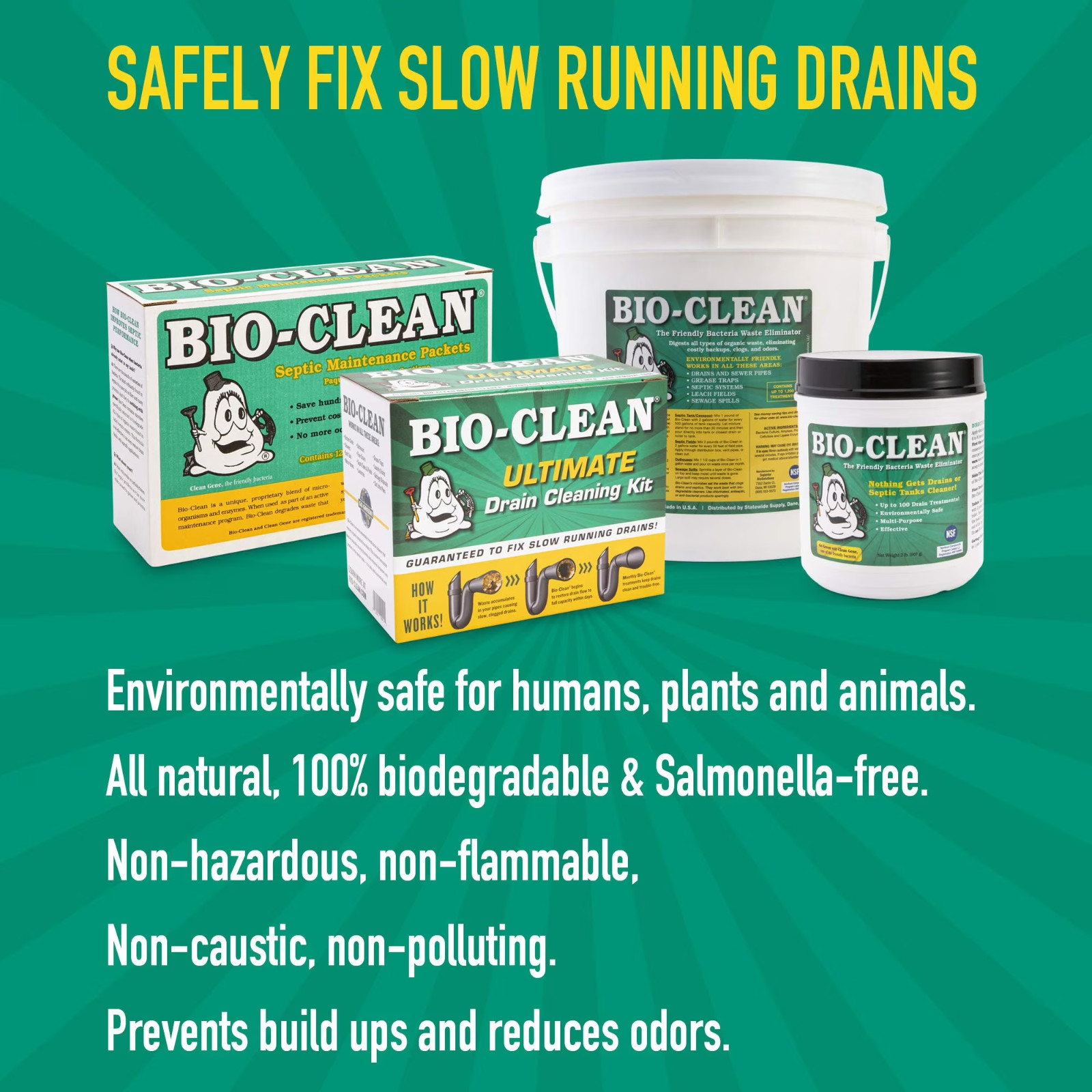 2lb Bio-Clean Drain & Septic Cleaner Natural Grease Trap Drain Treatment