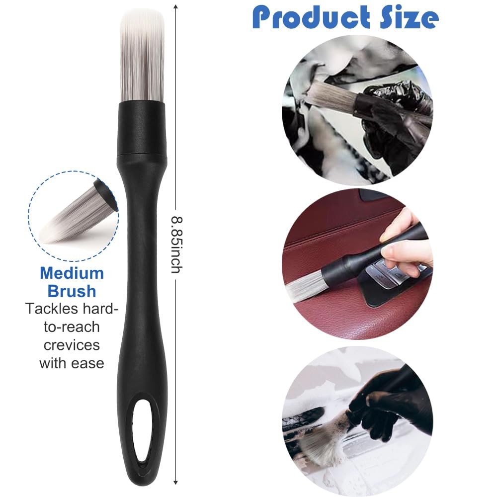 Wheel Rim Tire & Carpet Cleaning Brush Set, Soft & Stiff Bristle Wash Cleanin…