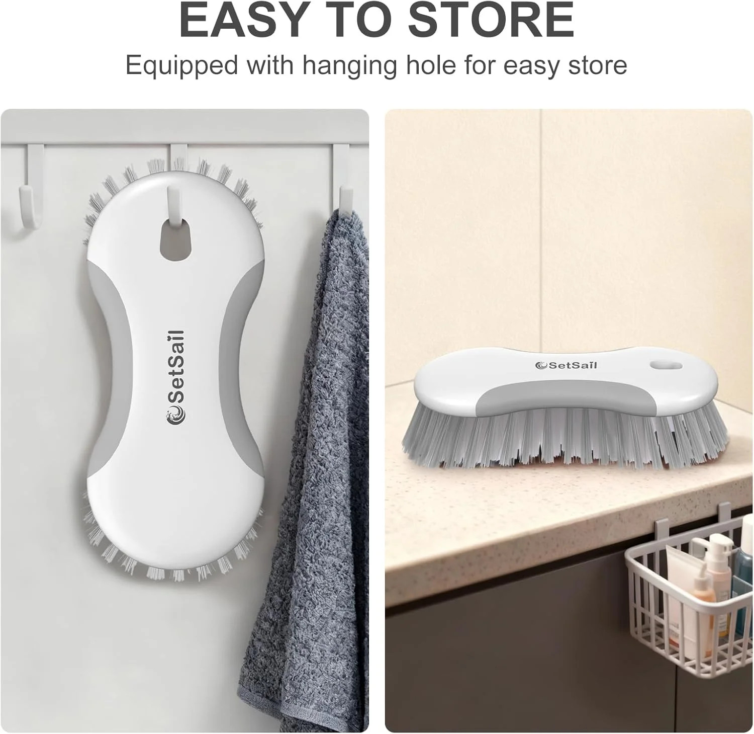 SetSail Multi-Purpose Scrub Brush of 2 Pack, Stiff Bristles Cleaning Brush with