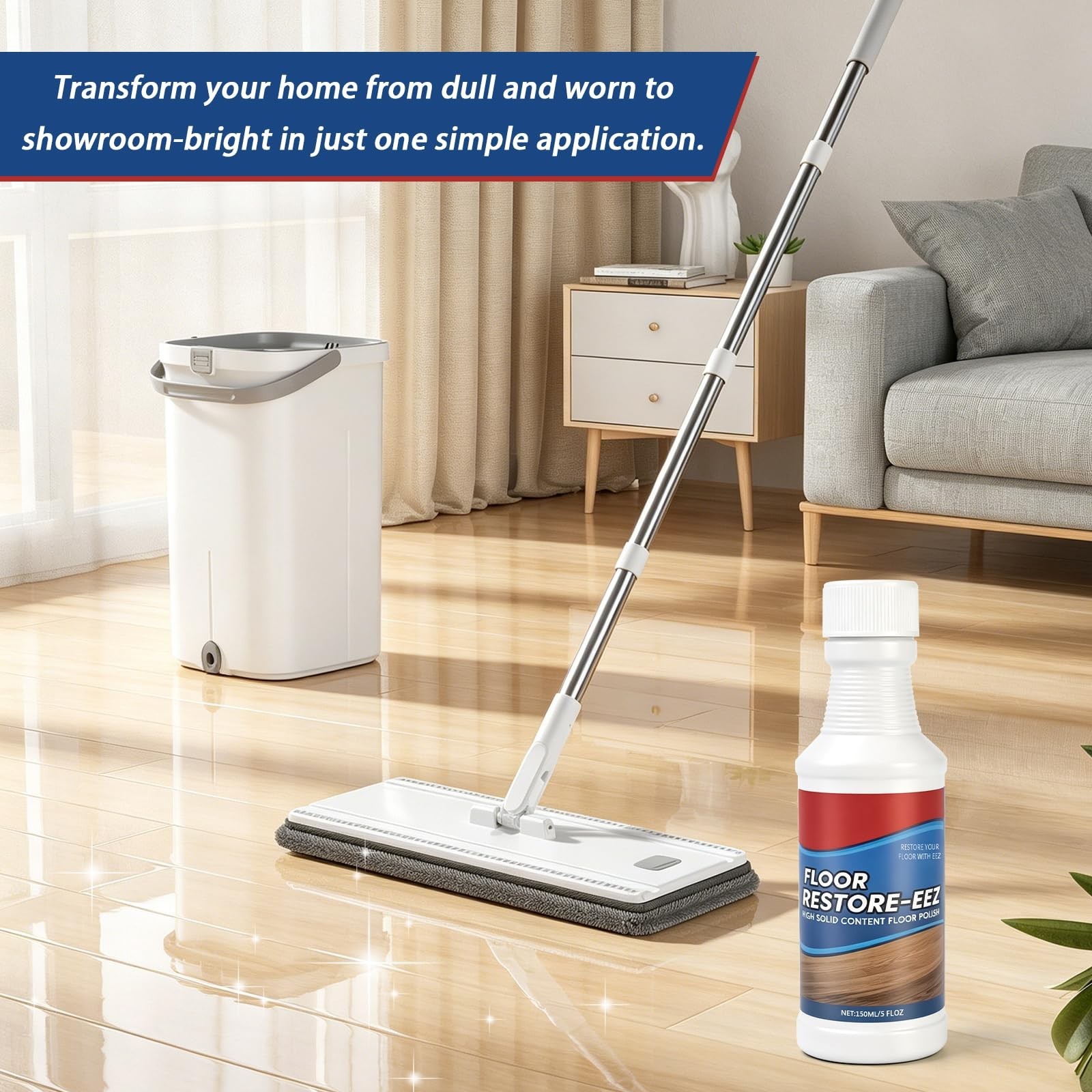 3Pcs Floor Cleaner & Polish, High Solid Shine Renewal, Quick-Drying Protective F
