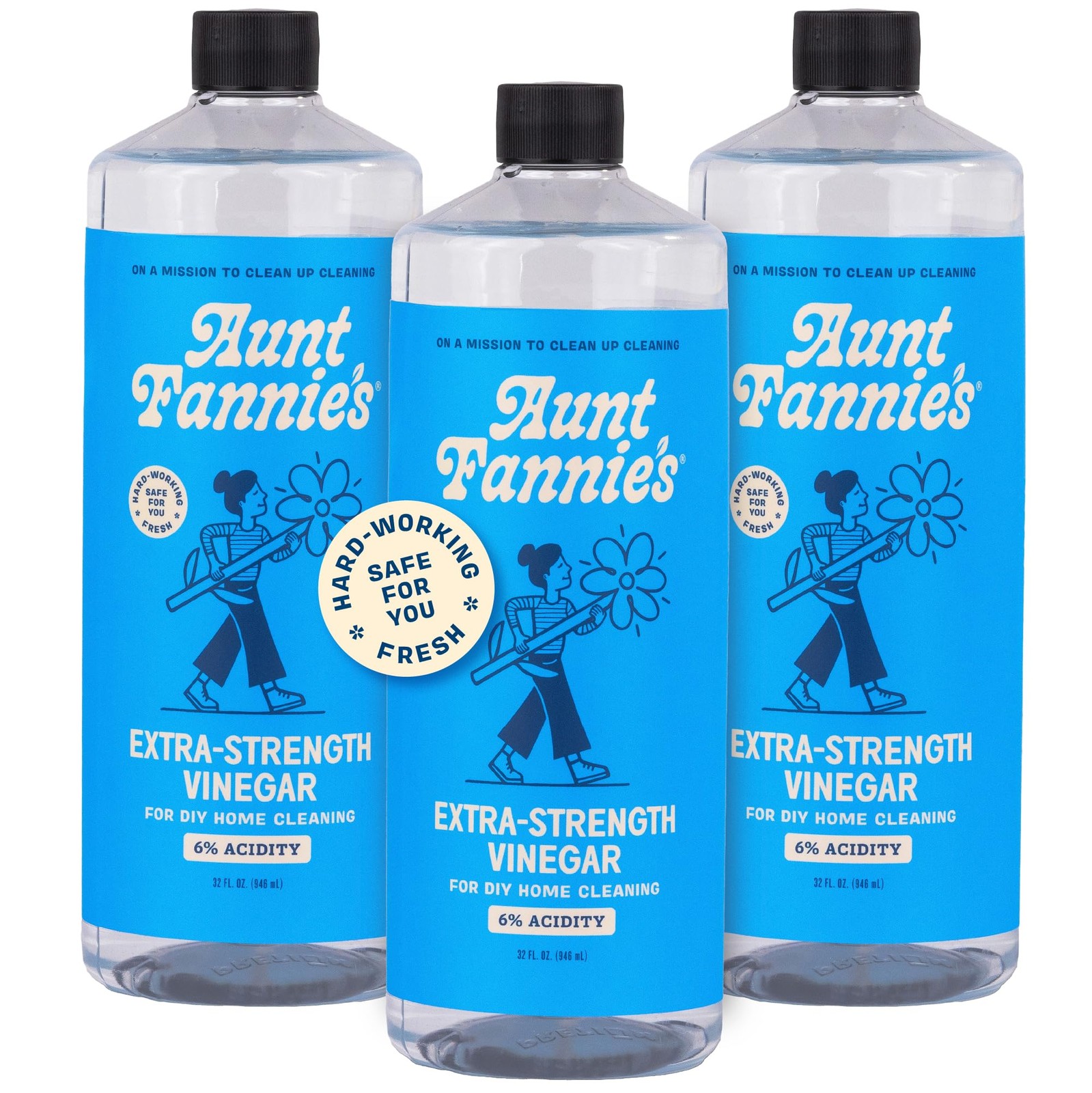 Aunt Fannie’s Extra Strength Cleaning Vinegar, 32 Fl Oz (Pack of 3)