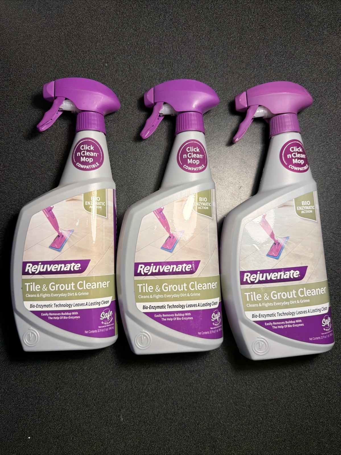 Lot Of 3 Rejuvenate 05365 Tile & Grout Everyday Cleaner 32oz Each New