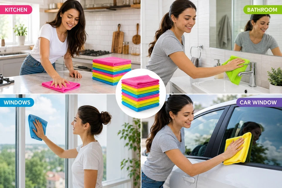 Microfibre Cleaning Cloths Kitchen Valeting Dusters Wash Towel Soft Towel 30cm