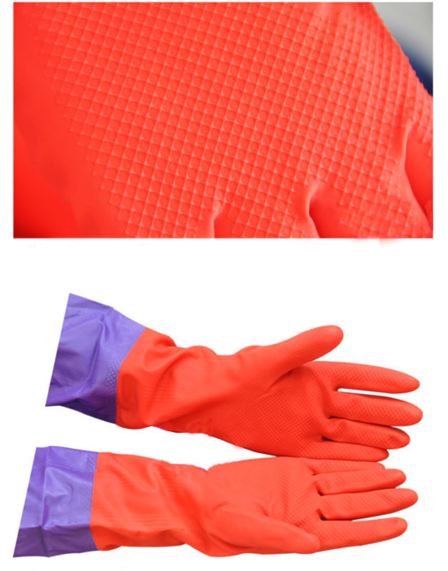 2 Pairs Rubber Latex Kitchen Long Gloves DishWashing Cleaning Tool PVC Housework