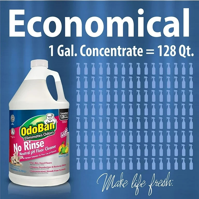 OdoBan Pet Solutions No Rinse Floor Cleaner Concentrate, 4-Pack, 1 Gal Each