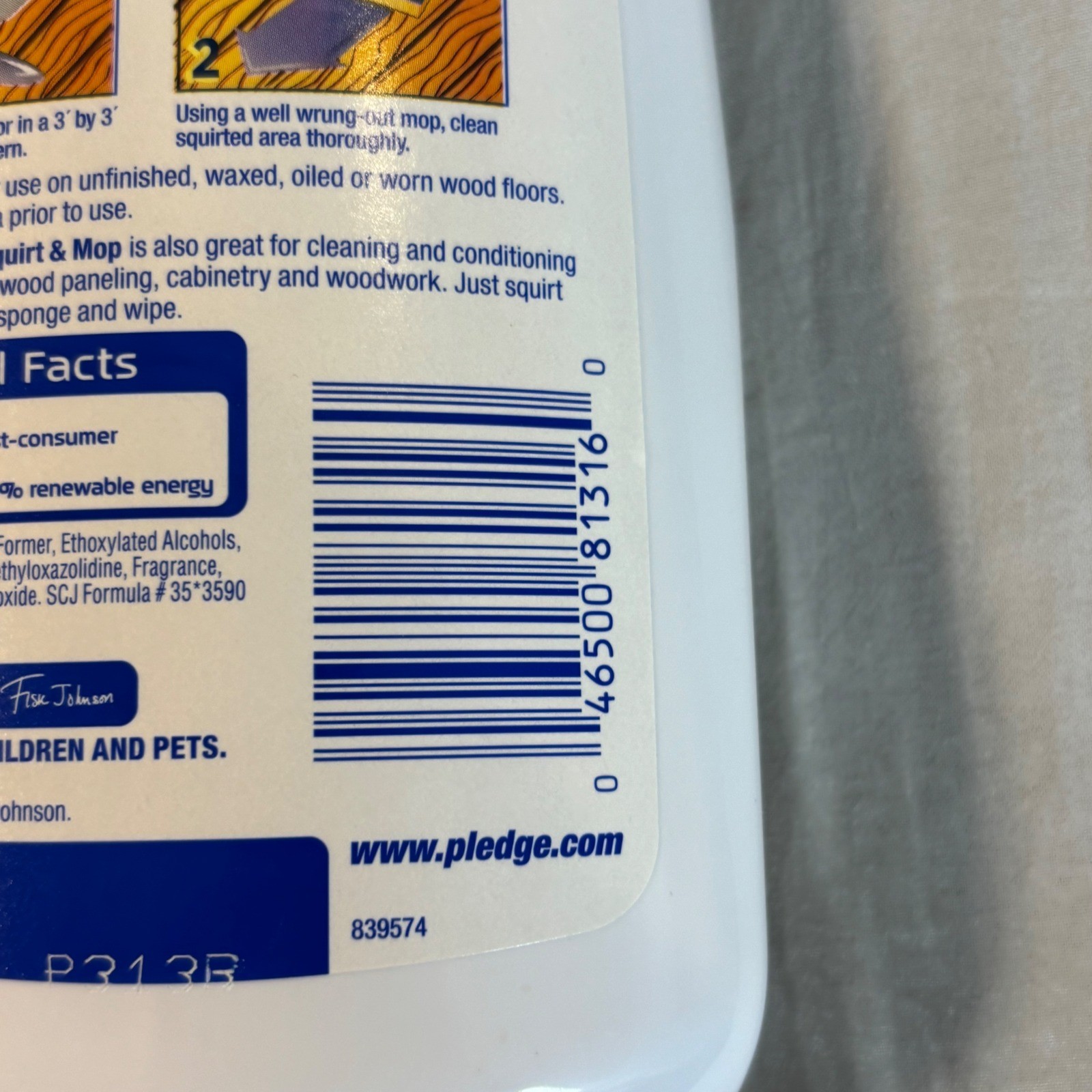 Pledge FloorCare Wood Squirt & Mop Hardwood Cleaner Lemon 27 oz Bottle 70% full