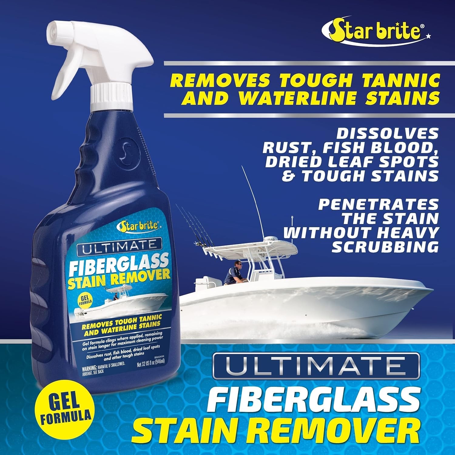 Fiberglass Stain Remover Gel Spray Rust Waterline Leaf Stain Cleaner for Boats