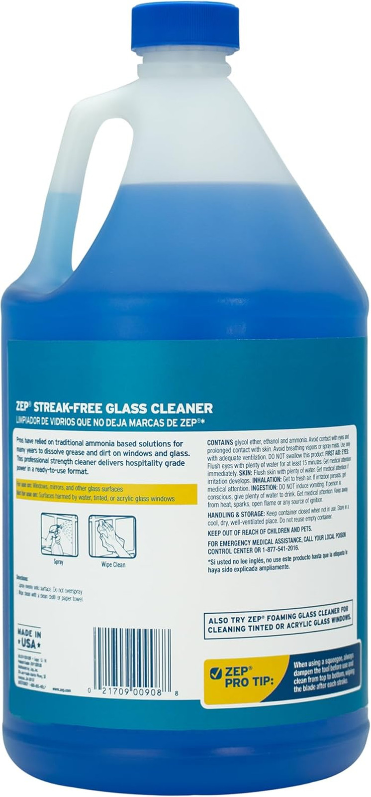 Zep Streak-Free Glass Cleaner – 1 Gallon (Case of 4) ZU1120128 – Professional Gr