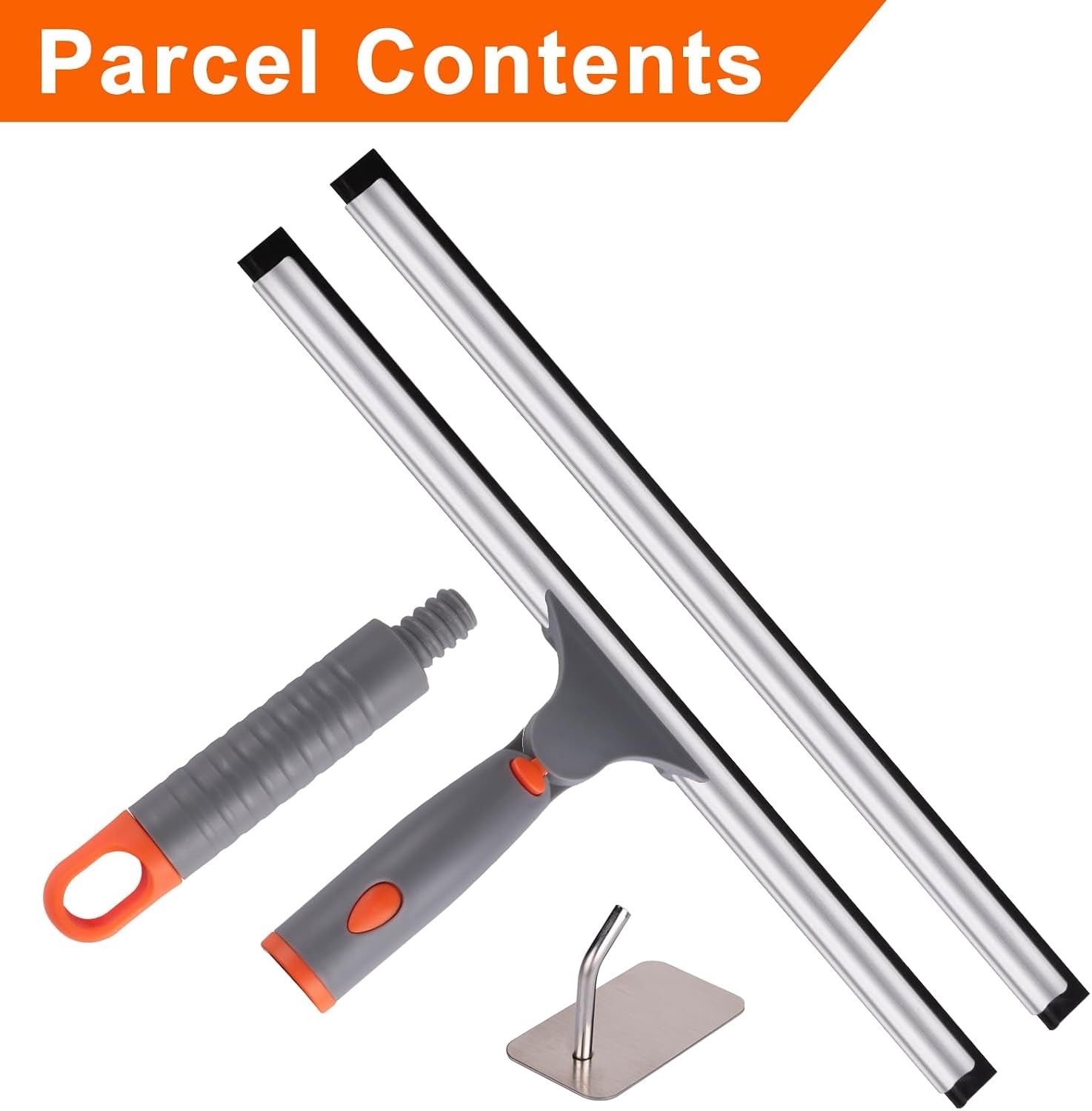 All Purpose 10 inch Shower Squeegee with 2pcs Rubber Wiper Blade Window Squeegee