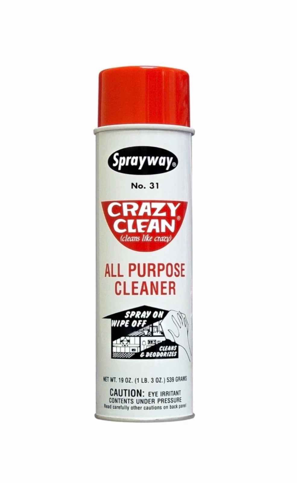 Sprayway SW031 All Purpose Crazy Clean Cleaner, 19 oz, Gray