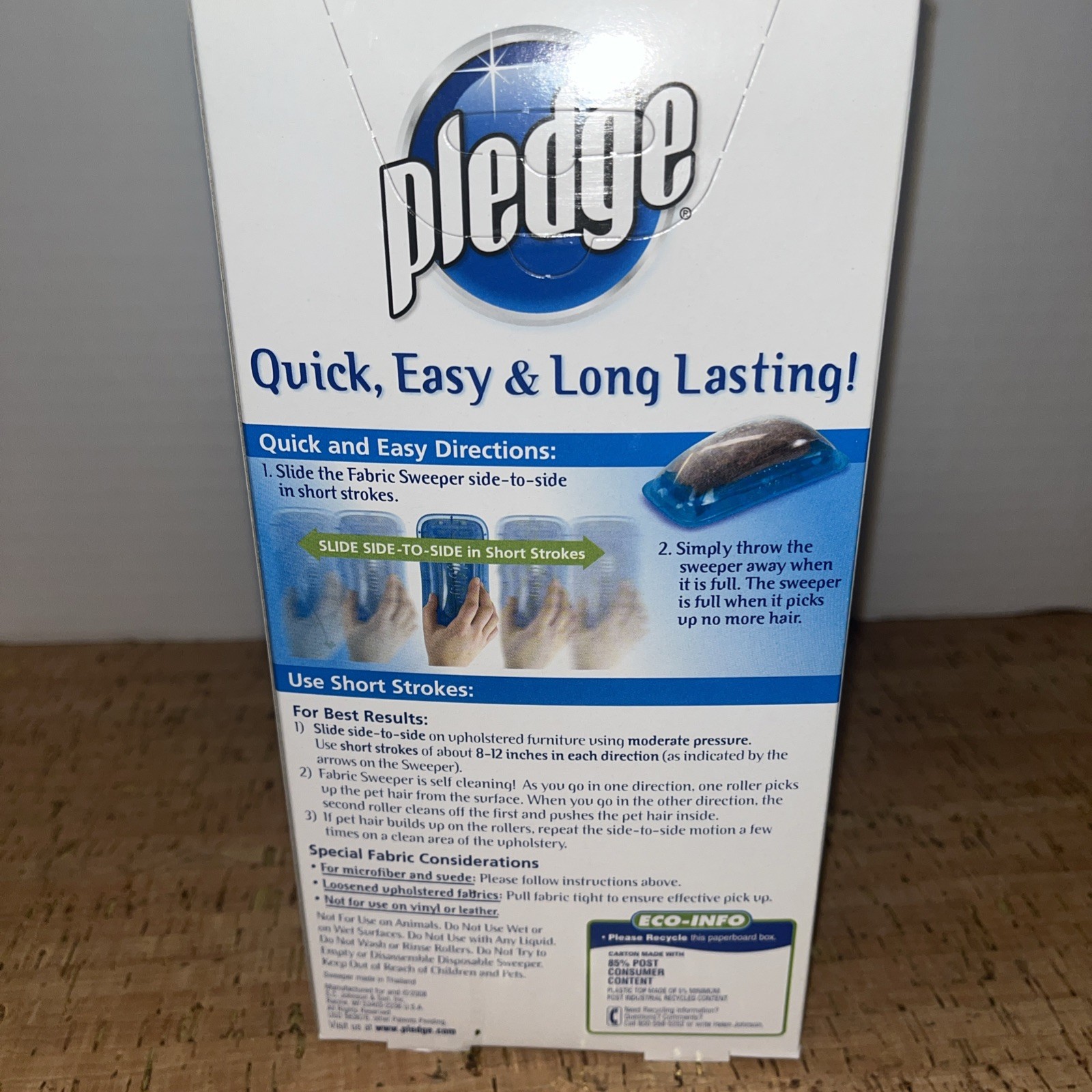 Pledge Fabric Sweeper For Pet Hair New Discontinued Removes Cat Dog Easy To Use